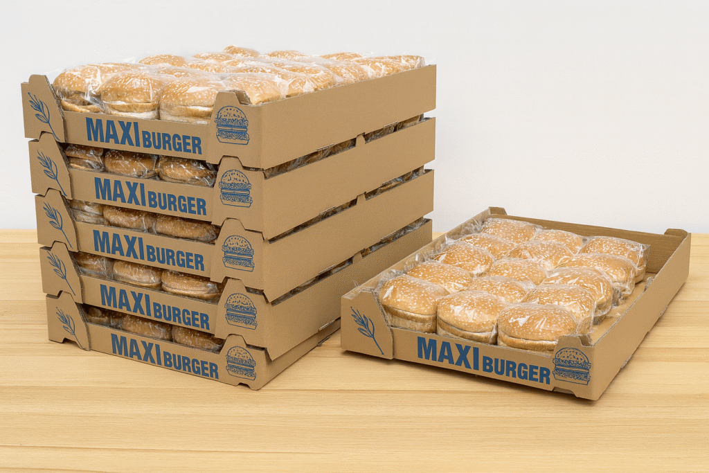 Maxi burger conical bakery- by Q-1530 tray forming machine